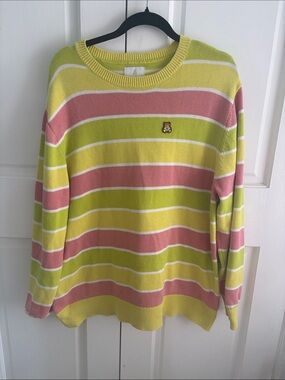Teddy Fresh Yellow, Pink & White Striped Crewneck Sweater